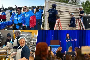 Photo collage showcasing VACUs community engagement efforts on food security, children's health and wellness, and community well-being
