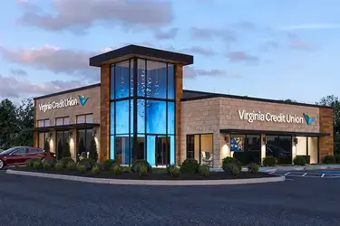 View of the front of Virginia Credit Union's new Courthouse Landing branch