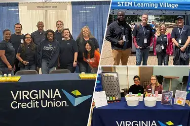 Collage image of Virginia Credit Union employees supporting three regional career exploration initiatives