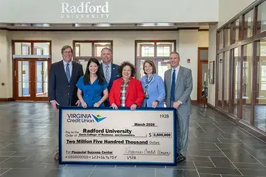 Radford University being presented $2.5 million gift from Virginia Credit Union to establish the Virginia Credit Union Financial Success Center